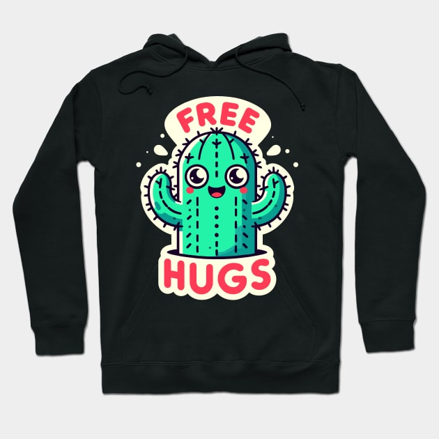 Happy Free Hugs Prickly Cactus Hoodie by SubtleSplit